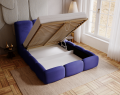 Łóżko tapicerowane z pojemnikiem Roll niebieski kobaltowy