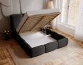 Łóżko tapicerowane z pojemnikiem Roll czarne