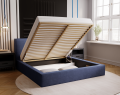 Łóżko tapicerowane z pojemnikiem Eternity granatowe