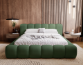 Łóżko tapicerowane z pojemnikiem Bubbly Jupiter butelkowa zieleń