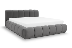 Łóżko tapicerowane z pojemnikiem Bubbly Jupiter szare
