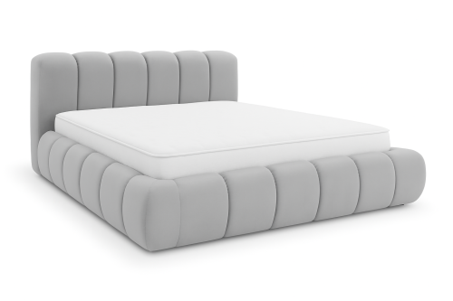 Łóżko tapicerowane z pojemnikiem Bubbly Jupiter jasny szary