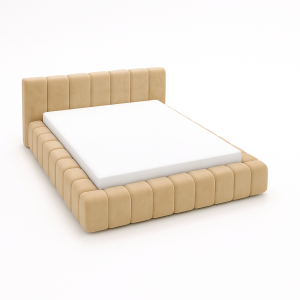 Łóżko tapicerowane z pojemnikiem Puff beżowe