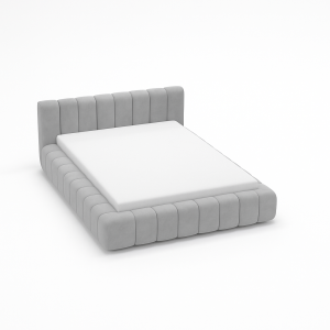 Łóżko tapicerowane z pojemnikiem Puff jasnoszare