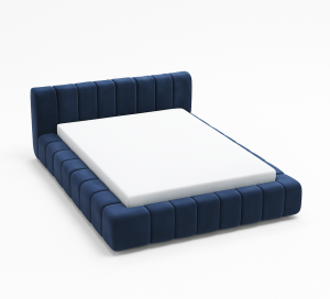 Łóżko tapicerowane z pojemnikiem Puff granatowe