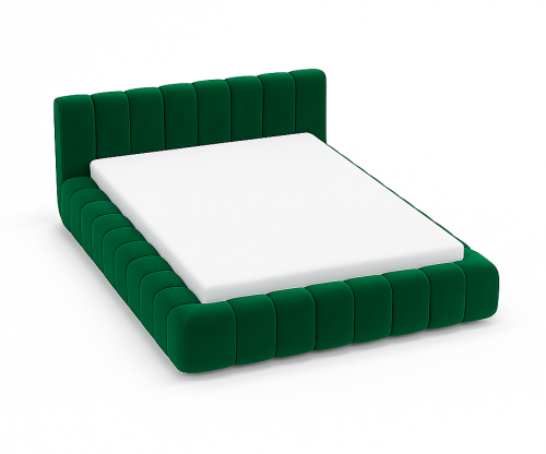 Łóżko tapicerowane z pojemnikiem Puff zielone