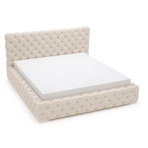 Łóżko tapicerowane Chesterfield jasnobeżowe