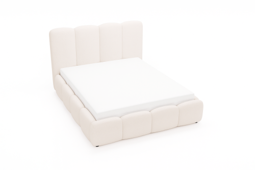 Łóżko tapicerowane z pojemnikiem Lumio boucle beżowe