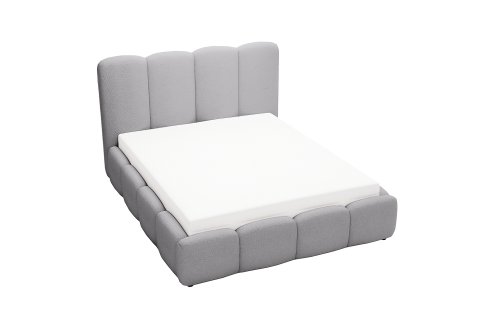 Łóżko tapicerowane z pojemnikiem Lumio boucle szare