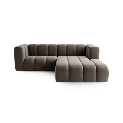 Narożnik z szezlongiem Berry Nap brązowy velvet Mokka