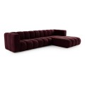 Narożnik z szezlongiem Berry Grande Nap aksamitne bordo