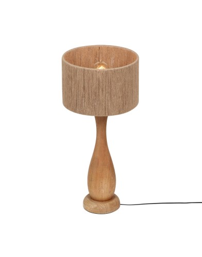 Elegancka lampa stołowa TOBA drewno / juta