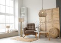 Elegancka lampa podłogowa TOBA drewno / juta