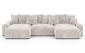 Sofa narożna U z funkcją spania Meva beżowy szenil
