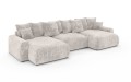 Sofa narożna U z funkcją spania Meva beżowy szenil