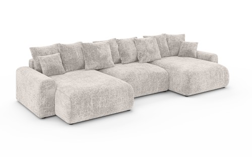Sofa narożna U z funkcją spania Meva beżowy szenil