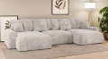 Sofa narożna U z funkcją spania Meva beżowy szenil