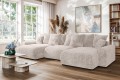 Sofa narożna U z funkcją spania Meva beżowy szenil