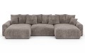 Sofa narożna U z funkcją spania Meva brązowy szenil