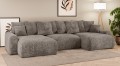 Sofa narożna U z funkcją spania Meva brązowy szenil