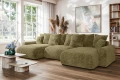 Sofa narożna U z funkcją spania Meva oliwkowy szenil