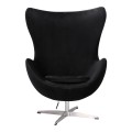 Fotel Egg Classic Velvet Czarny na srebrnej nodze