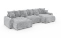 Sofa narożna U z funkcją spania Meva szary szenil