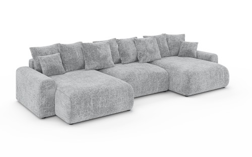 Sofa narożna U z funkcją spania Meva szary szenil