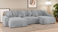Sofa narożna U z funkcją spania Meva szary szenil