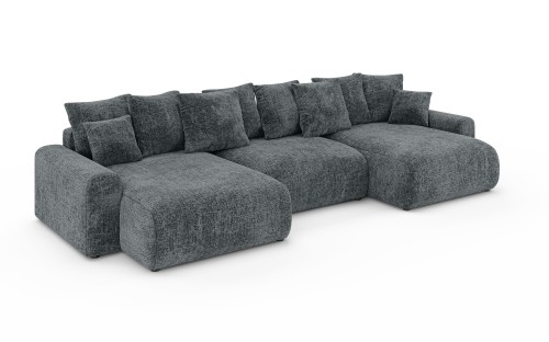 Sofa narożna U z funkcją spania Meva błękit pruski