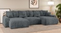 Sofa narożna U z funkcją spania Meva błękit pruski