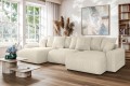 Sofa narożna U z funkcją spania Meva kremowy welur