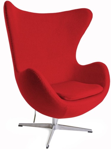 Fotel Jajo czerwona tkanina z domieszką wełny