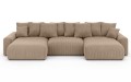 Sofa narożna U z funkcją spania Meva welur w kolorze capuccino