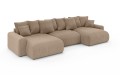 Sofa narożna U z funkcją spania Meva welur w kolorze capuccino
