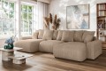 Sofa narożna U z funkcją spania Meva welur w kolorze capuccino