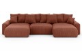Sofa narożna U z funkcją spania Meva ceglany welur 