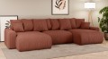 Sofa narożna U z funkcją spania Meva ceglany welur 