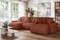 Sofa narożna U z funkcją spania Meva ceglany welur 