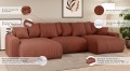 Sofa narożna U z funkcją spania Meva ceglany welur 