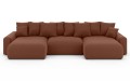 Sofa narożna U z funkcją spania Meva ceglany szenil
