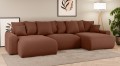 Sofa narożna U z funkcją spania Meva ceglany szenil