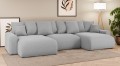 Sofa narożna U z funkcją spania Meva popielaty szenil