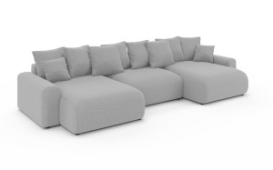 Sofa narożna U z funkcją spania Meva popielaty szenil