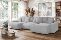 Sofa narożna U z funkcją spania Meva popielaty szenil