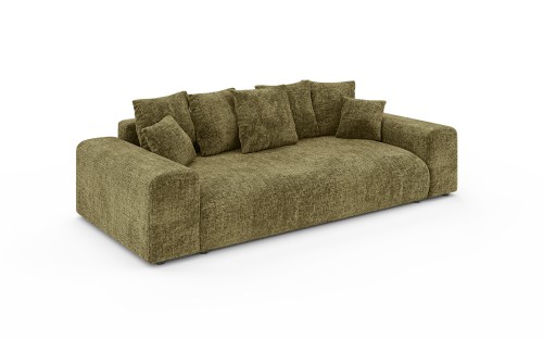 Nowoczesna sofa z funkcją spania Meva oliwkowy szenil