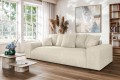 Nowoczesna sofa z funkcją spania Meva kremowy welur