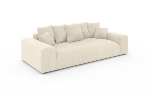 Nowoczesna sofa z funkcją spania Meva kremowy welur