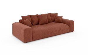 Nowoczesna sofa z funkcją spania Meva ceglasty welur