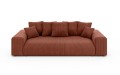Nowoczesna sofa z funkcją spania Meva ceglasty welur